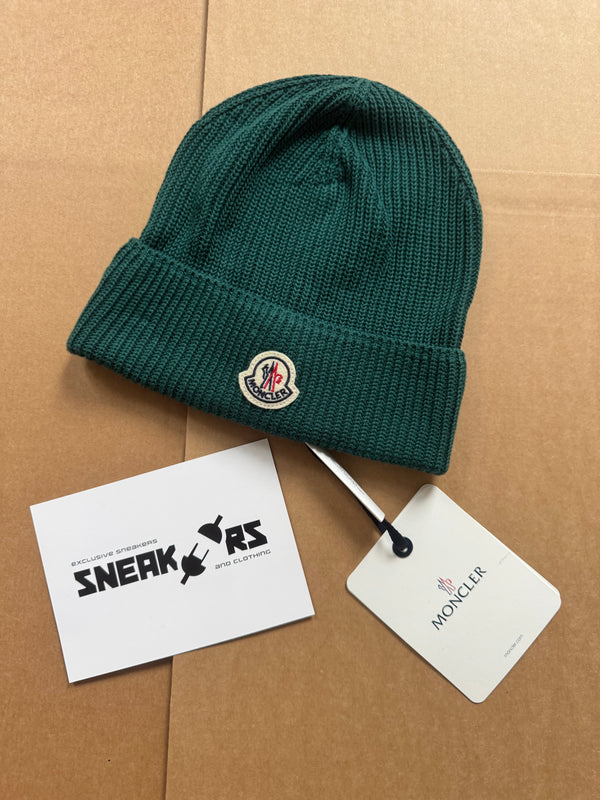 Moncler Green Ribbed Knit Beanie Brand New With Tags RRP £220