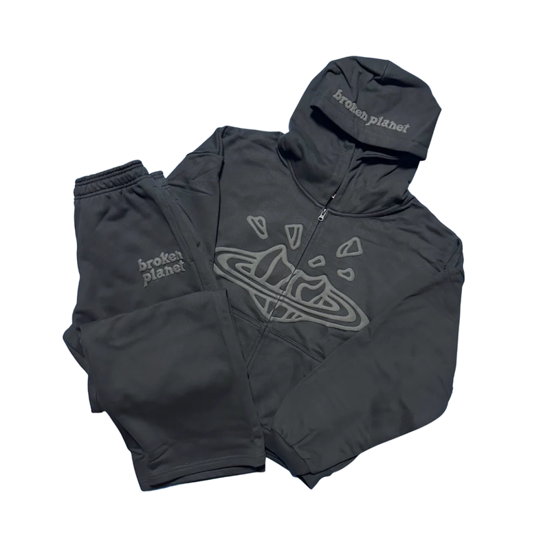 BROKEN PLANET MIDNIGHT BLACK ZIP UP TRACKSUIT